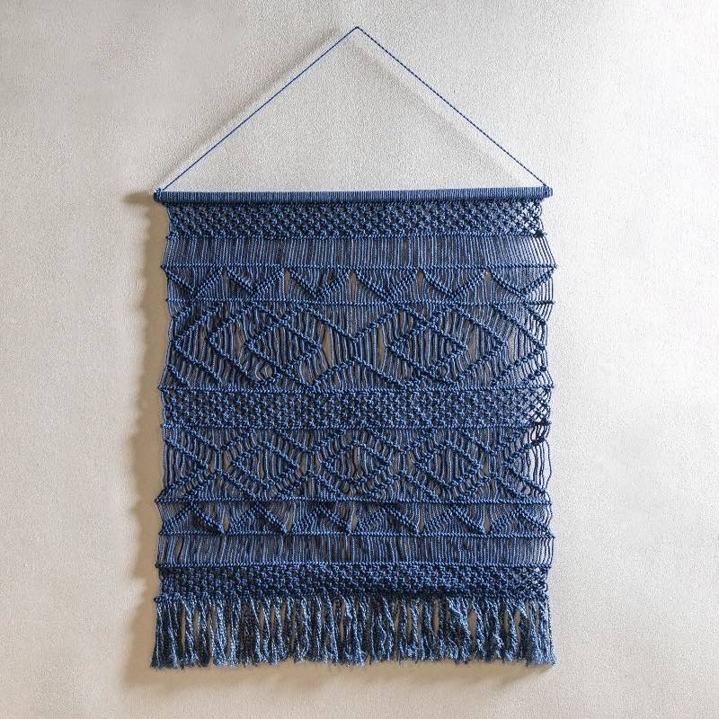 Large Navy Macram- Wall Hanging - Navy